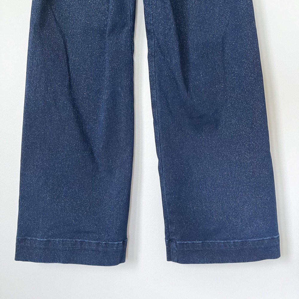 Anthropologie Maeve Collette Sparkle Denim Wide Leg Cropped Pants Womens 26 - Picture 10 of 16